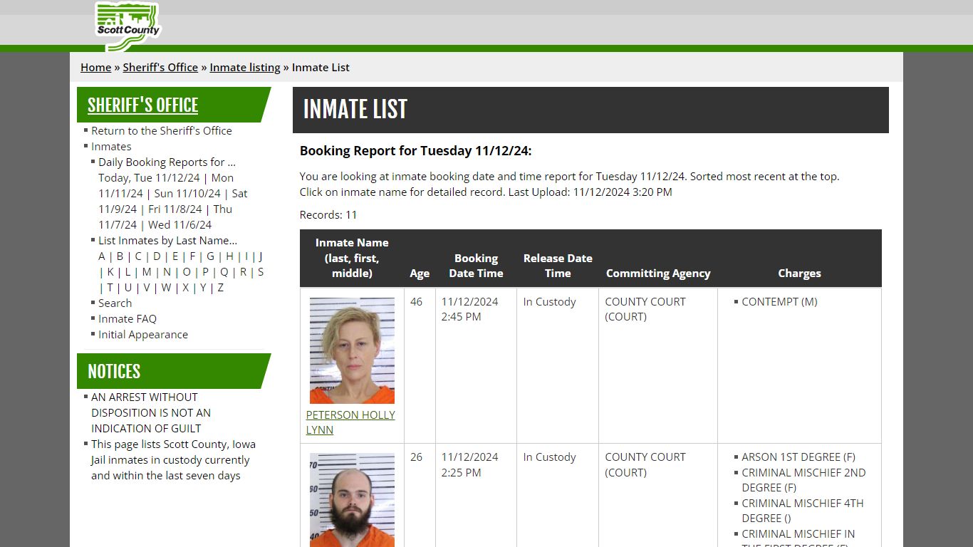 Inmate List - Scott County