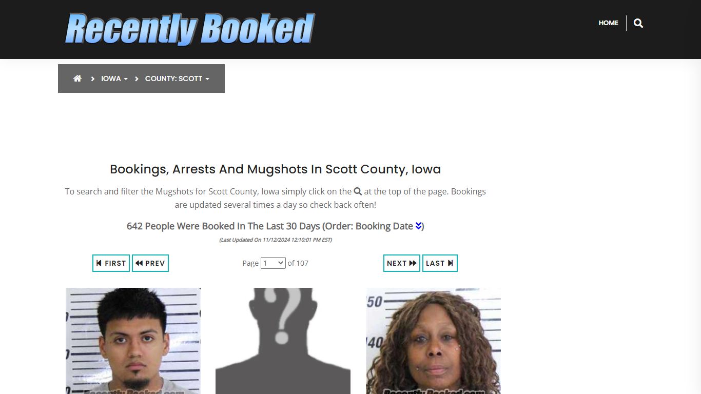 Bookings, Arrests and Mugshots in Scott County, Iowa - Recently Booked