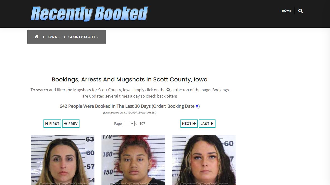 Bookings, Arrests and Mugshots in Scott County, Iowa - Recently Booked