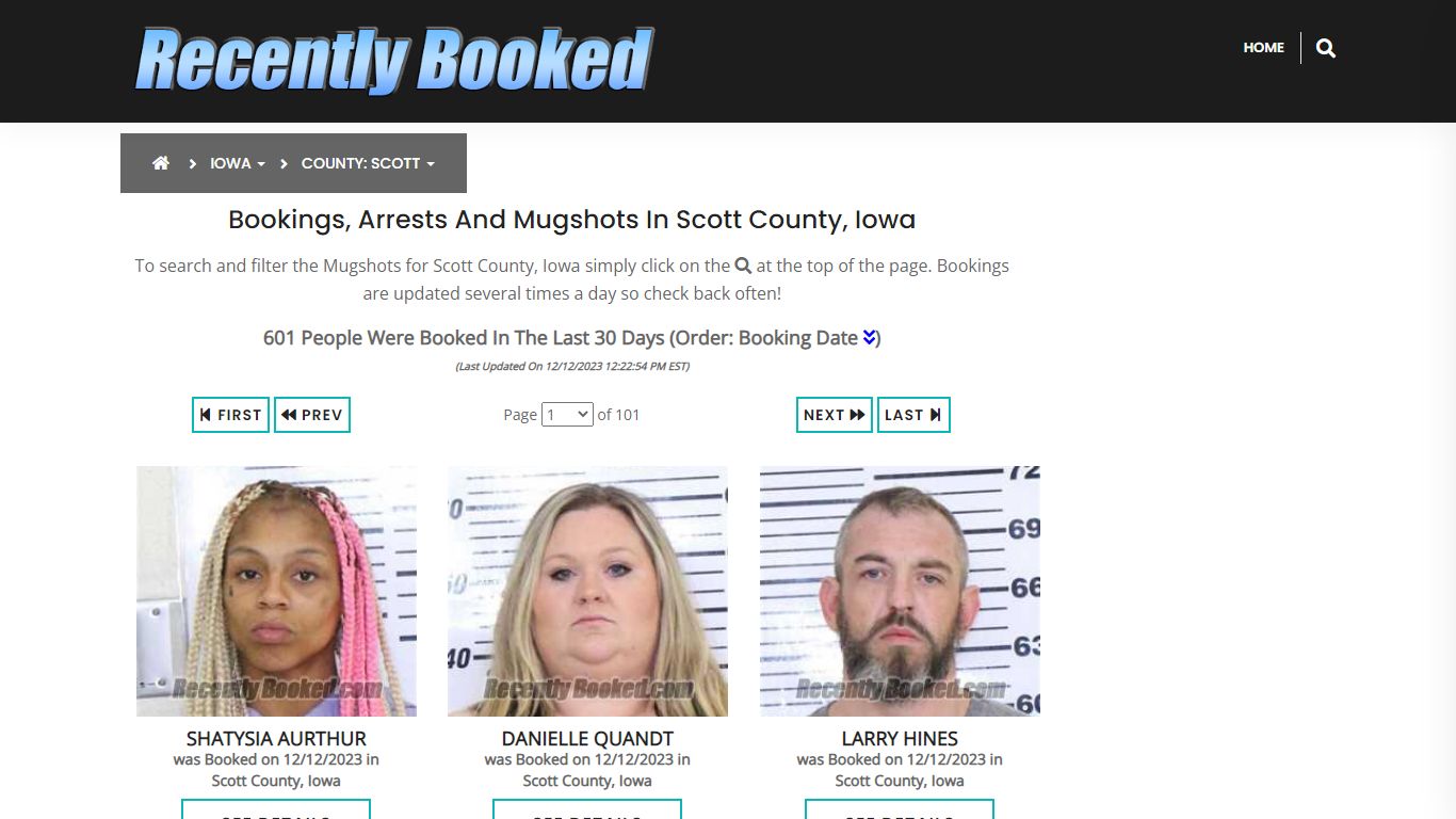 Recent bookings, Arrests, Mugshots in Scott County, Iowa - Recently Booked